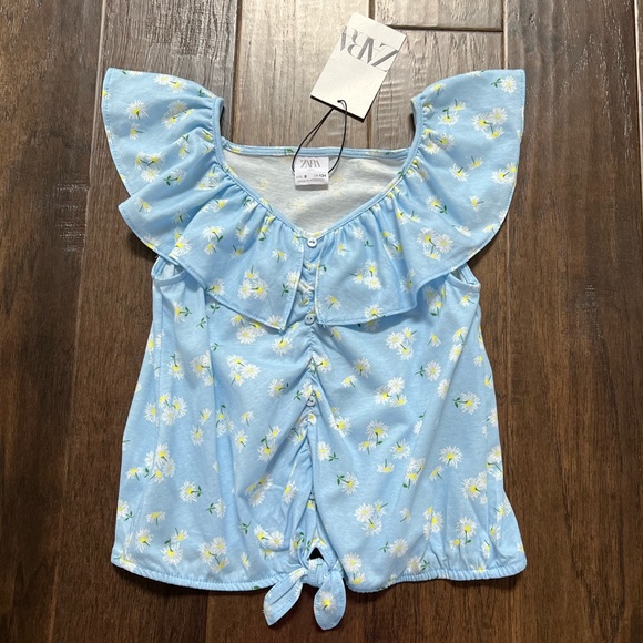 🔥Zara Girls blue flowers top size 9 - Picture 3 of 10